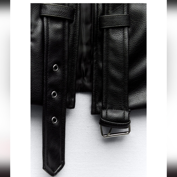 NWOT ZARA FAUL LEATHER BIKER VEST- SIZE MEDIUM - Picture 6 of 8